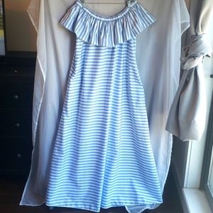 Striped Bardot Maxi Dress